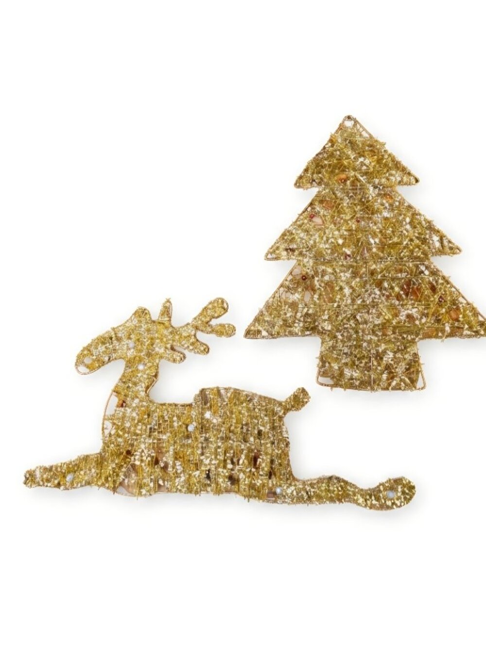 Vintage Gold Glitter Christmas Wall Decor Set